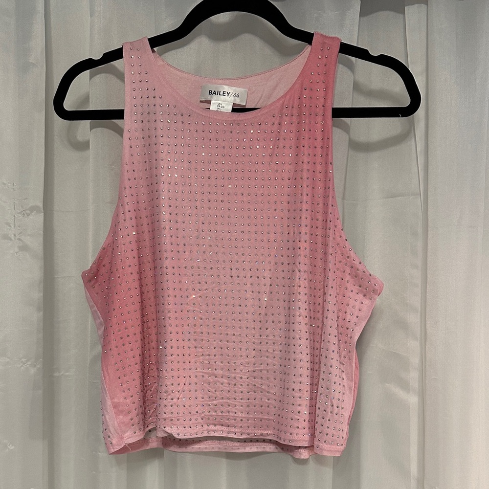 Bailey 44 Ombre Pink Tank Top With Iridesent Rhinestones
